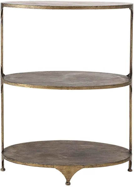 CREATIVE COLLECTION bar table - brass metal, with 2 shelves, oval