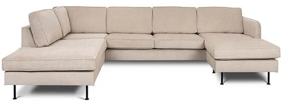 Læsø sofa with chaise longue and open-end - 288 x 210 cm - beige velvet