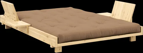 Karup Design Social Sofa Bed with 2 Backrests, Side Tables and Mattress 140x200 Mocca/Clear Lacquered
