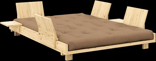 Karup Design Social Sofa Bed with 4 Backrests, Side Tables and Mattress 140x200 Mocca/Clear Lacquered